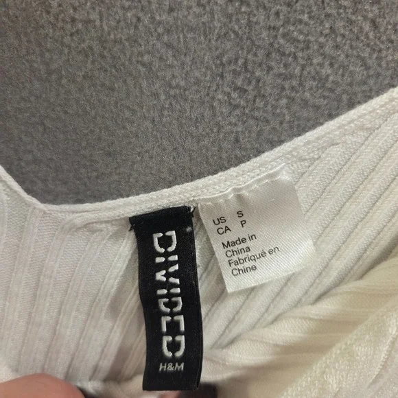 Divided White Ribbed Crop Top Women's Size Small Casual Festival Beach Summer - Picture 3 of 6